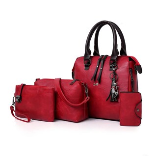 Foto 1 | Set 4 Bolsas Mujer Moda Cartera Crossbody Bandolera Tote Pu Lab.g Rojo