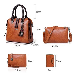 Foto 2 | Set 4 Bolsas Mujer Moda Cartera Crossbody Bandolera Tote Pu Lab.g Rojo