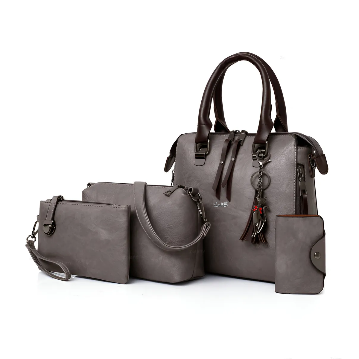 Foto 2 pulgar | Set 4 Bolsas Mujer Moda Cartera Crossbody Bandolera Tote Pu Lab.g Gris