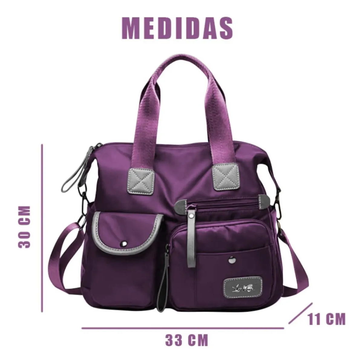 Foto 5 pulgar | Bolso Bandolera Impermeable Con Bolsillos Para Mujer Lab.g Rojo