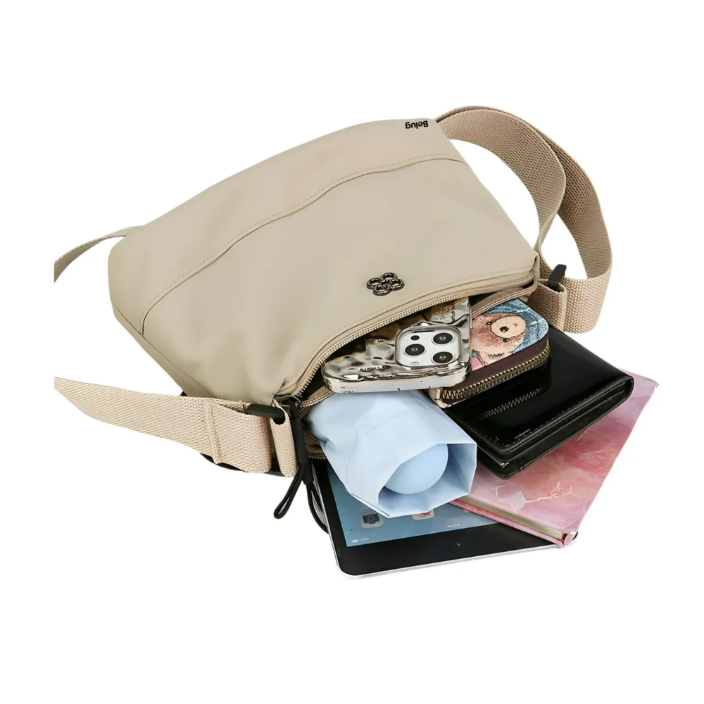 Foto 2 | Bolsa Mujer Bandolera De Tela Impermeable Belug, Beige