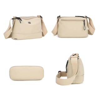 Foto 5 | Bolsa Mujer Bandolera De Tela Impermeable Belug, Beige