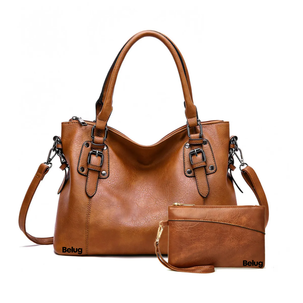 Foto 1 | Set 2 Bolsas Tote /bandolera/cosmetiquera Para Mujer Belug,  Marrón