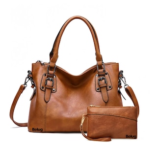 Foto 1 | Set 2 Bolsas Tote /bandolera/cosmetiquera Para Mujer Belug, Marrón