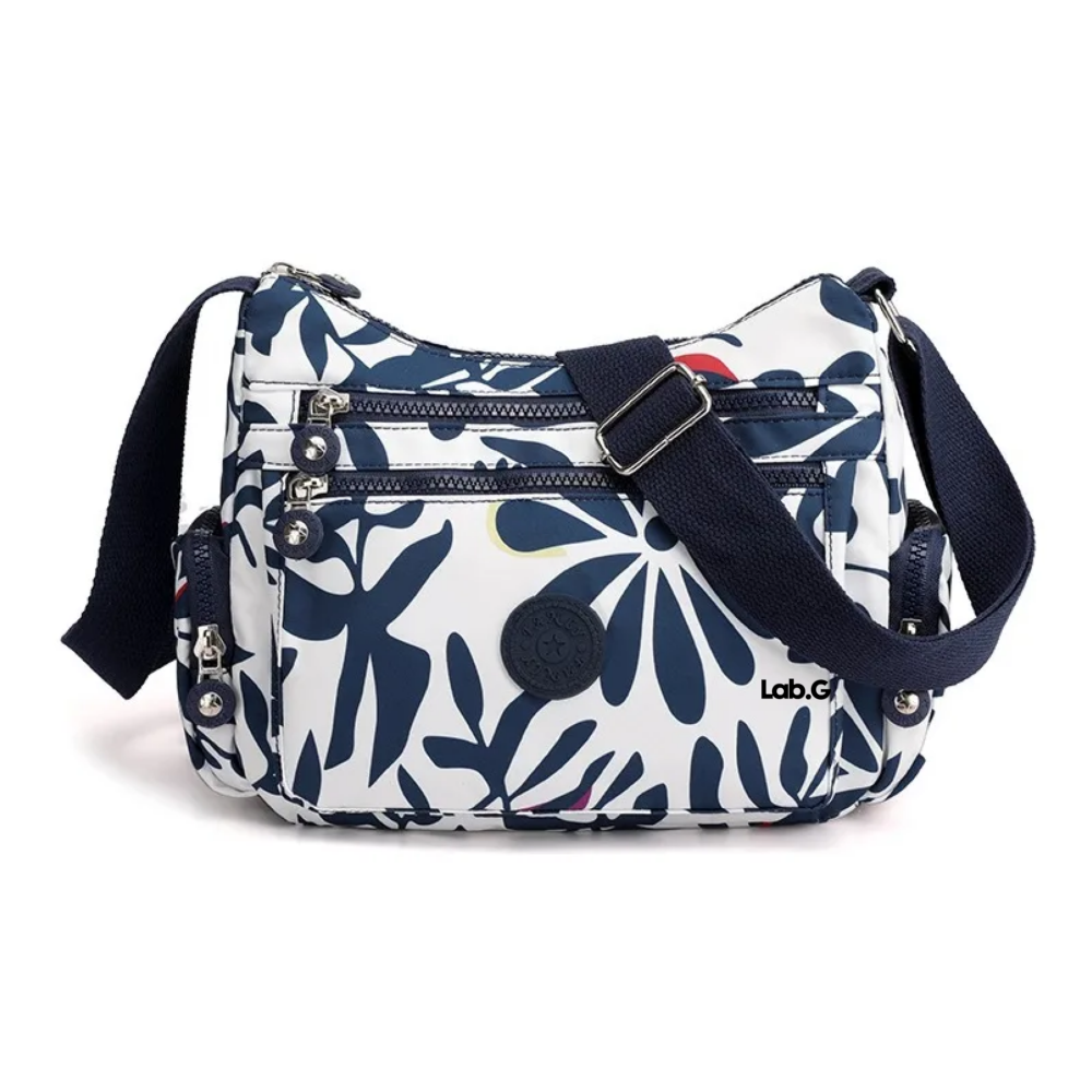 Foto 2 pulgar | Bolsas Impermeable Dama Bolsa Cruzada Lab.g Mujer Casual Bolsas Blanca Flores Azules