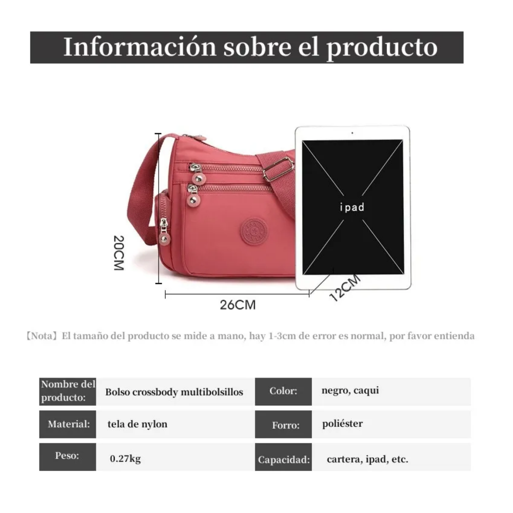 Foto 2 | Bolsas Impermeable Dama Bolsa Cruzada Lab.g Mujer Casual Bolsas Blanca Flores Azules