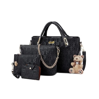 Foto 1 | Set 4 Bolsas Mujer Moda Dama Crossbody Cosmetiquera Correa Lab.g Negras