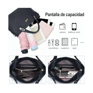 Foto 4 | Set 4 Bolsas Mujer Moda Dama Crossbody Cosmetiquera Correa Lab.g Negras