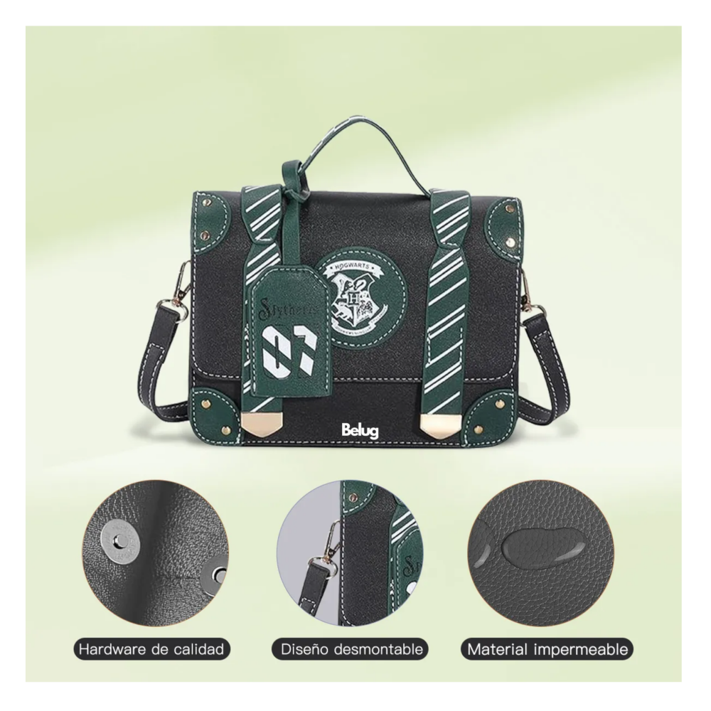 Foto 5 pulgar | Color Sólido Letras Mano Bolso De Para Mujer Bandolera Moda  Belug, Negro Con Verde Olivo