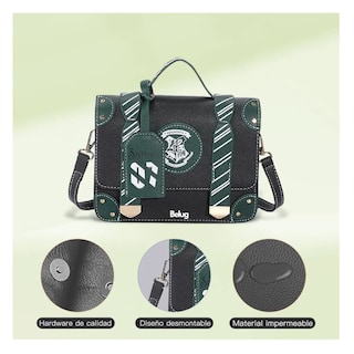 Foto 4 | Color Sólido Letras Mano Bolso De Para Mujer Bandolera Moda Belug, Negro Con Verde Olivo