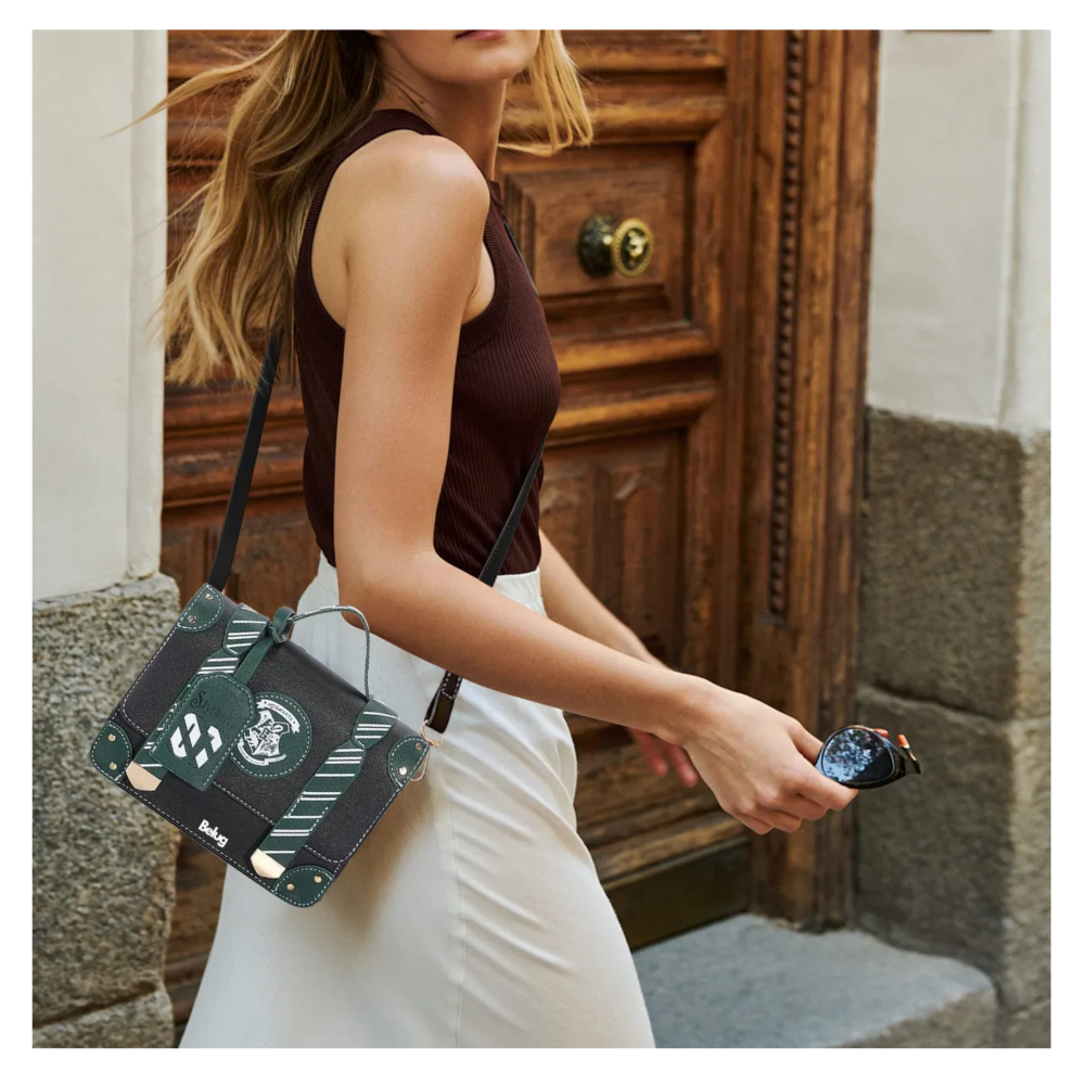 Foto 6 pulgar | Color Sólido Letras Mano Bolso De Para Mujer Bandolera Moda  Belug, Negro Con Verde Olivo