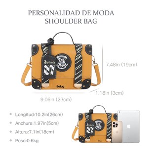 Foto 4 | Color Sólido Letras Mano Bolso De Para Mujer Bandolera Moda Belug, Amarillo