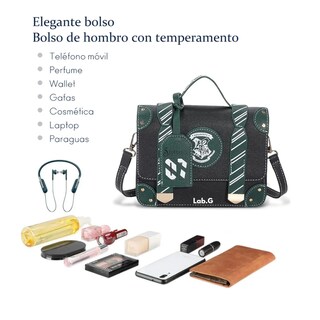 Foto 2 | Color Sólido Letras Mano Bolso De Para Mujer Bandolera Moda Lab.g, Negro Con Verde Olivo