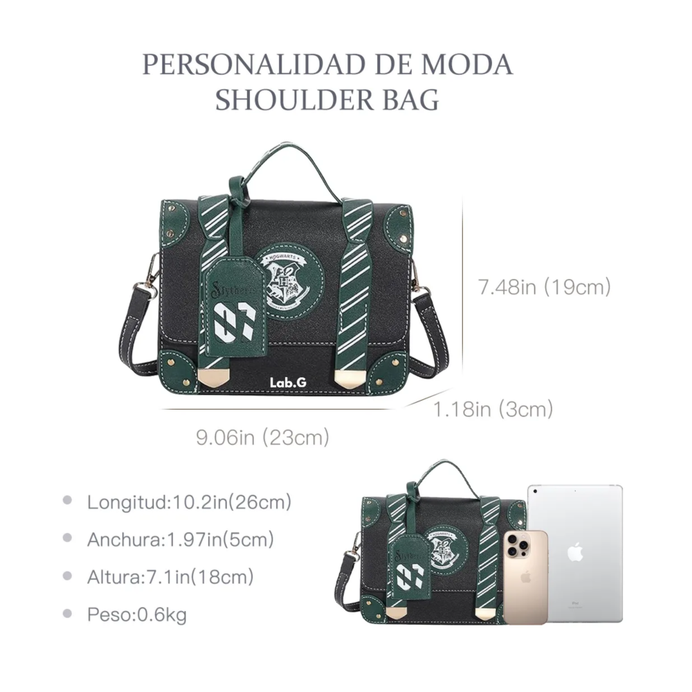 Foto 3 | Color Sólido Letras Mano Bolso De Para Mujer Bandolera Moda  Lab.g, Negro Con Verde Olivo