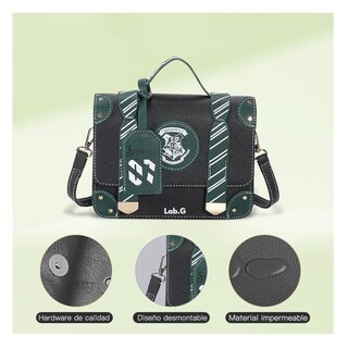 Foto 4 | Color Sólido Letras Mano Bolso De Para Mujer Bandolera Moda Lab.g, Negro Con Verde Olivo