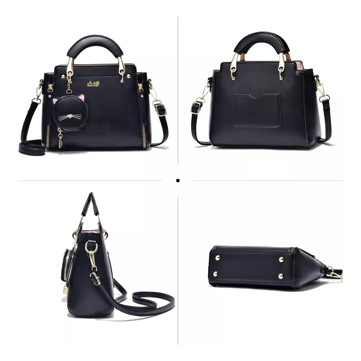 Foto 2 | Bolso De Mujer Casual Vintage De Cuero Pu Bandolera Lab.g Negro