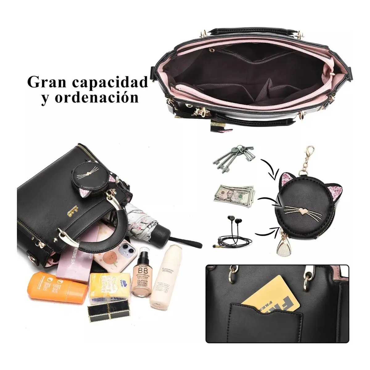 Foto 5 pulgar | Bolso De Mujer Casual Vintage De Cuero Pu Bandolera Lab.g Negro