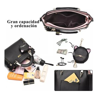Foto 4 | Bolso De Mujer Casual Vintage De Cuero Pu Bandolera Lab.g Negro