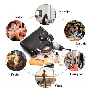 Foto 5 | Bolso De Mujer Casual Vintage De Cuero Pu Bandolera Lab.g Negro