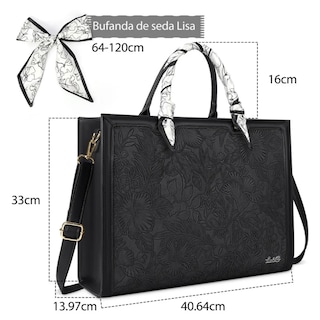 Foto 2 | ''bolsa De Cuero Real Para Laptop De 15.6 In Para Mujer Lab.g Negra ''
