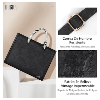 Foto 4 | ''bolsa De Cuero Real Para Laptop De 15.6 In Para Mujer Lab.g Negra ''