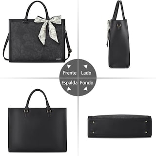 Foto 5 | ''bolsa De Cuero Real Para Laptop De 15.6 In Para Mujer Lab.g Negra ''