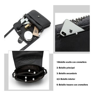 Foto 5 | Bolso Mujer Remachado Calavera Hombro Bandolera Lab.g Negro