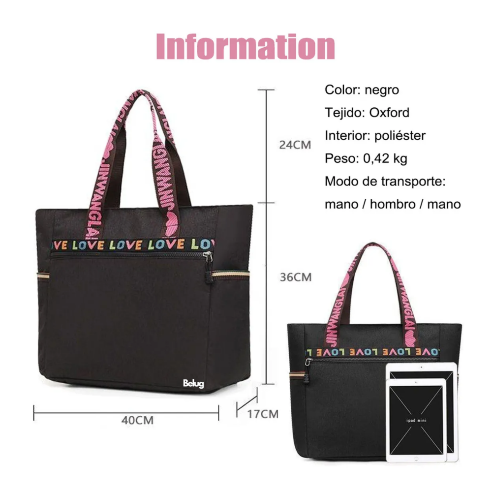 Foto 4 pulgar | Bolso De Mujer, Bolso De Gran Capacidad  Belug,  Negro