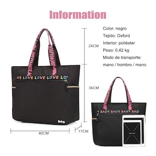 Foto 3 | Bolso De Mujer, Bolso De Gran Capacidad Belug, Negro