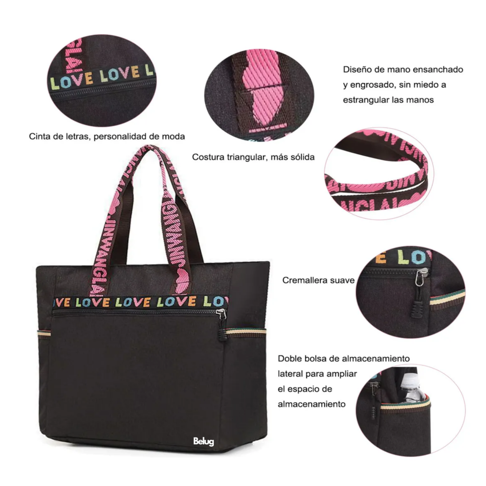Foto 5 pulgar | Bolso De Mujer, Bolso De Gran Capacidad  Belug,  Negro
