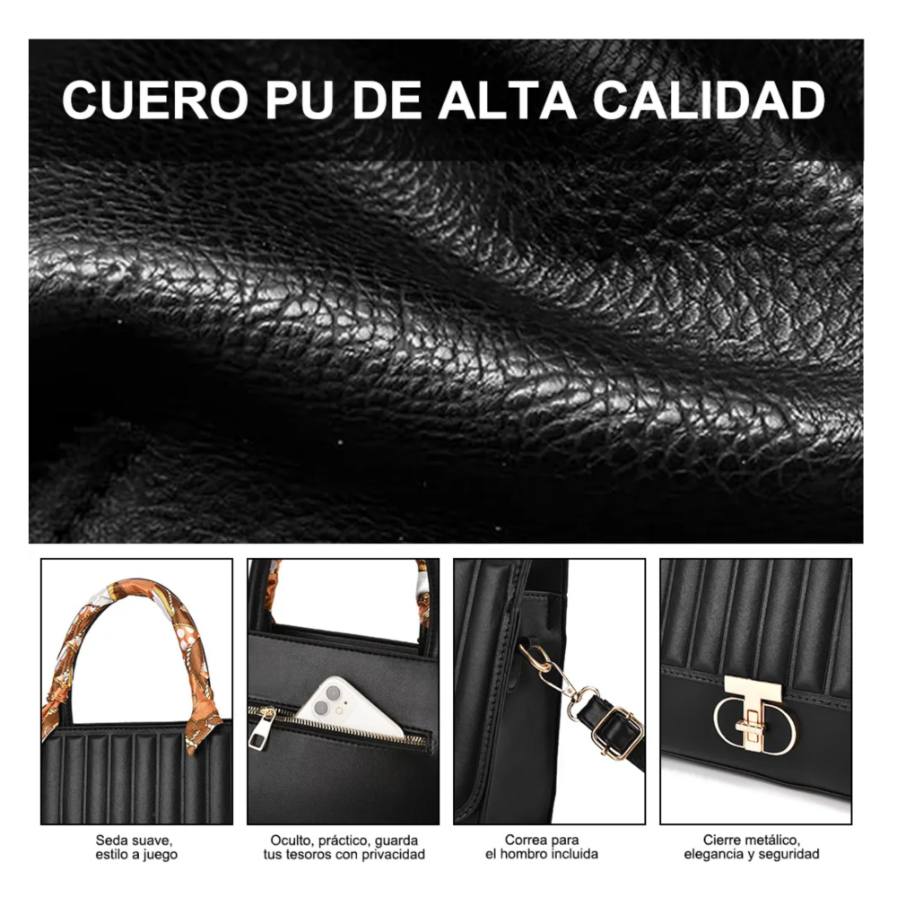 Foto 4 pulgar | Bolso De Gran Capacidad Con Pañuelo Lab.g,  Negro