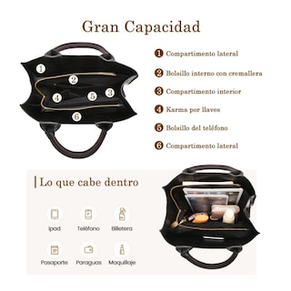 Foto 3 | Set 3 Bolsas Bandolera Mujer Moda Cosmetiquera Cartera Tote Belug, Negro