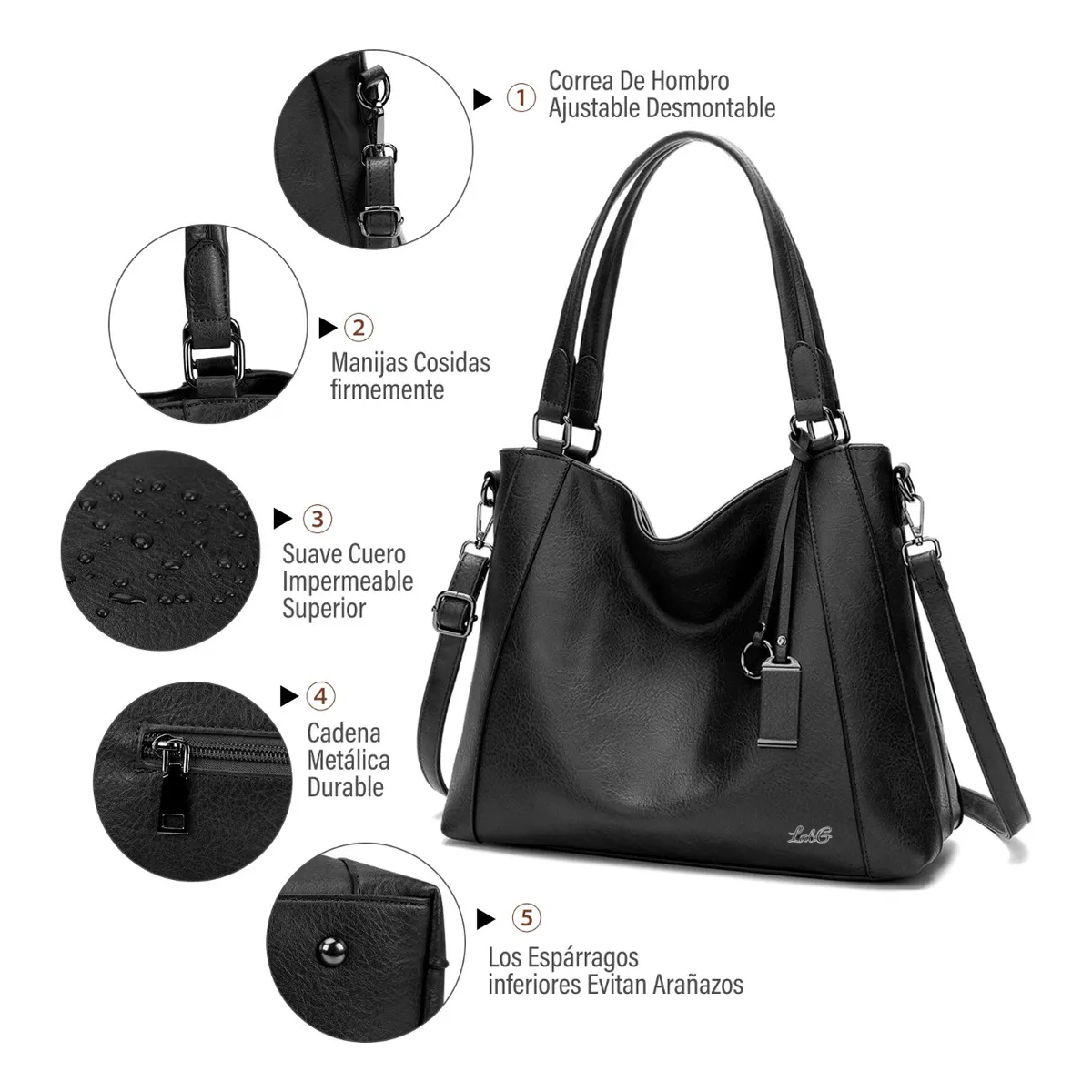 Foto 5 pulgar | ''bolsas De Mujer Para 14in Laptop Bandolera Mujer Impermeable 2 Pz Lab.g Negra  ''