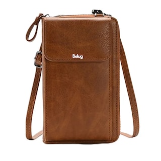 Foto 1 | Bolso Bandolera Mujer Para Celular Belug Cartera Crossbody Cuero Marrón