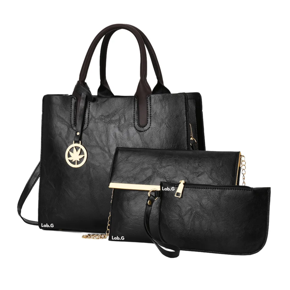 Foto 2 pulgar | Set 3 Bolsas Bandolera Mujer Moda Cosmetiquera Cartera Tote Lab.g, Negro