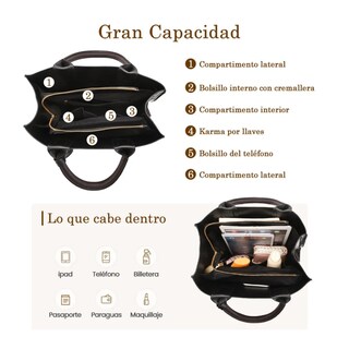 Foto 3 | Set 3 Bolsas Bandolera Mujer Moda Cosmetiquera Cartera Tote Lab.g, Negro