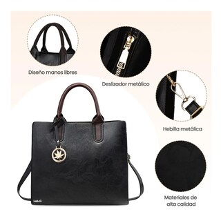 Foto 5 | Set 3 Bolsas Bandolera Mujer Moda Cosmetiquera Cartera Tote Lab.g, Negro