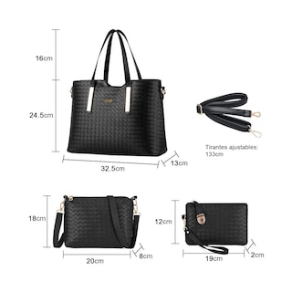 Foto 2 | ''juego De Bolsos Para Mujer Impermeable 4 Piezas Lab.g Negra