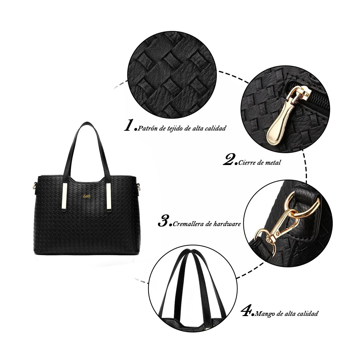 Foto 4 pulgar | ''juego De Bolsos Para Mujer Impermeable 4 Piezas Lab.g Negra