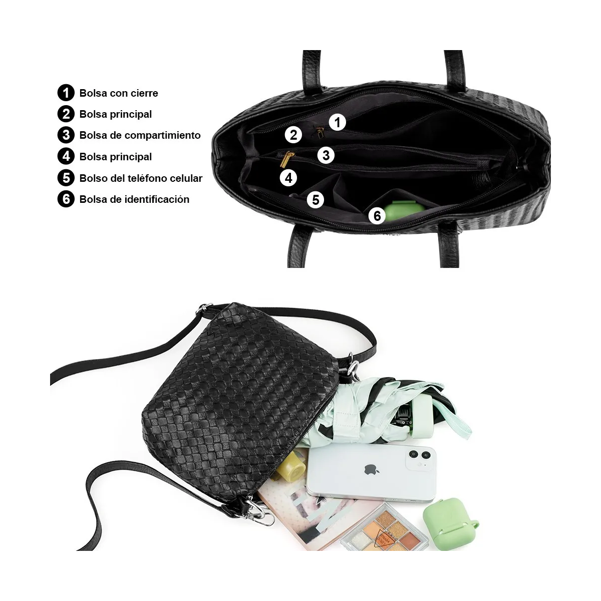 Foto 5 pulgar | ''juego De Bolsos Para Mujer Impermeable 4 Piezas Lab.g Negra