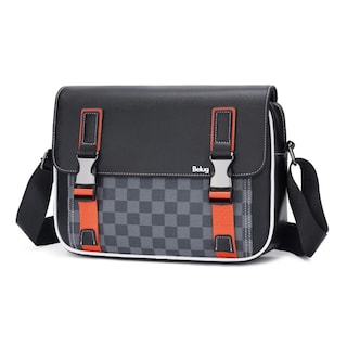 Foto 1 | Bolso Bandolera A Cuadros De Moda De Gran Capacidad Belug, Negro Cuadritos Detalles Naranjas
