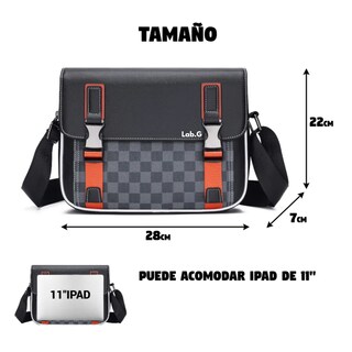 Foto 3 | Bolso Bandolera A Cuadros De Moda De Gran Capacidad Lab.g, Negro Cuadritos Detalles Naranjas