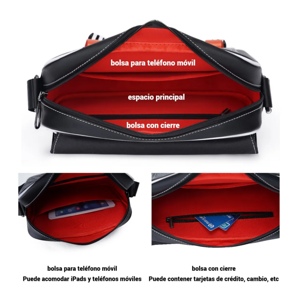 Foto 4 | Bolso Bandolera A Cuadros De Moda De Gran Capacidad Lab.g,  Negro Cuadritos Detalles Naranjas