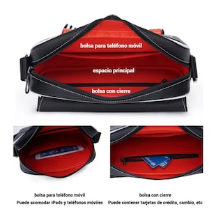 Foto 4 | Bolso Bandolera A Cuadros De Moda De Gran Capacidad Lab.g, Negro Cuadritos Detalles Naranjas