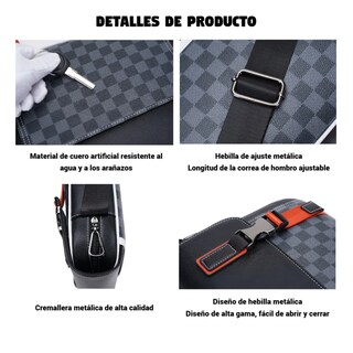 Foto 5 | Bolso Bandolera A Cuadros De Moda De Gran Capacidad Lab.g, Negro Cuadritos Detalles Naranjas