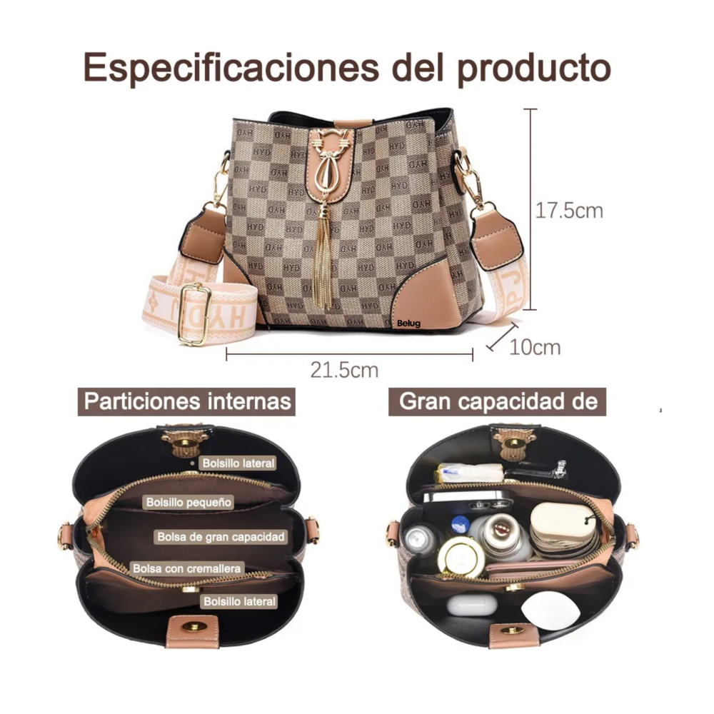Foto 2 | Bolsa Crossbody Dama Belug,  Marrón Claro