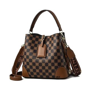 Foto 1 | Bolsas De Hombro Femenino Café A Cuadros Lab.g, Marrón Oscuro