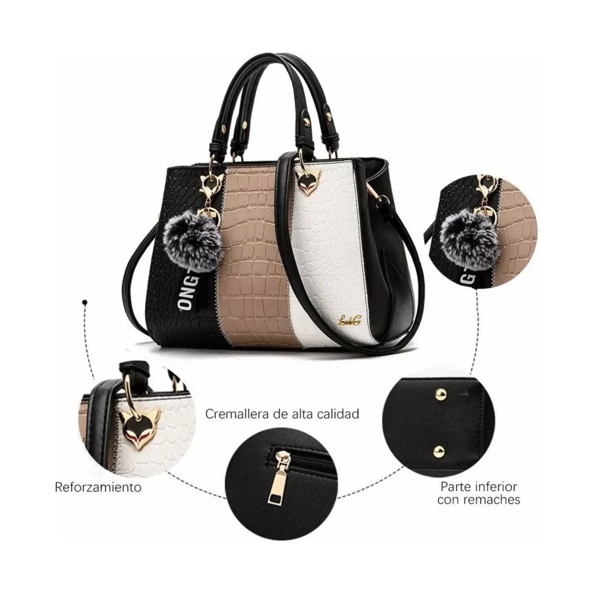 Foto 5 | Bolsa Mujer Dama Elegante Hombro Oblicuo Portátil 3 En 1 Lab.g Multicolor