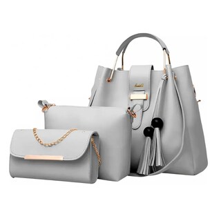 Foto 1 | Set 3 Bolsas Mujer Borla Moda Cartera Crossbody Lab.g Gris