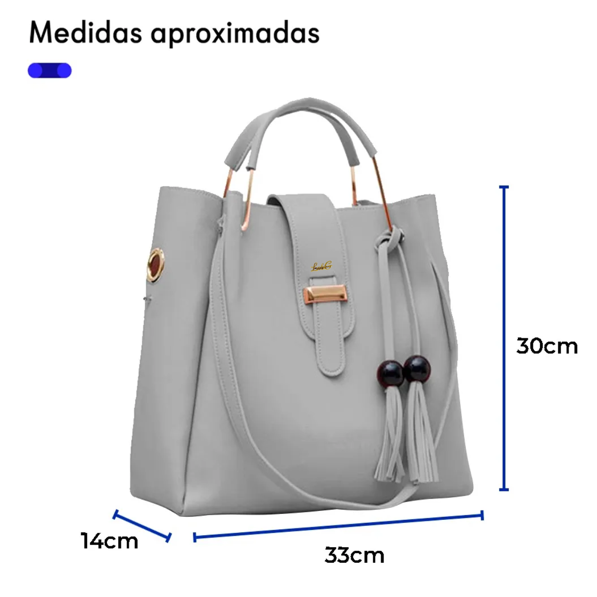Foto 3 | Set 3 Bolsas Mujer Borla Moda Cartera Crossbody Lab.g Gris